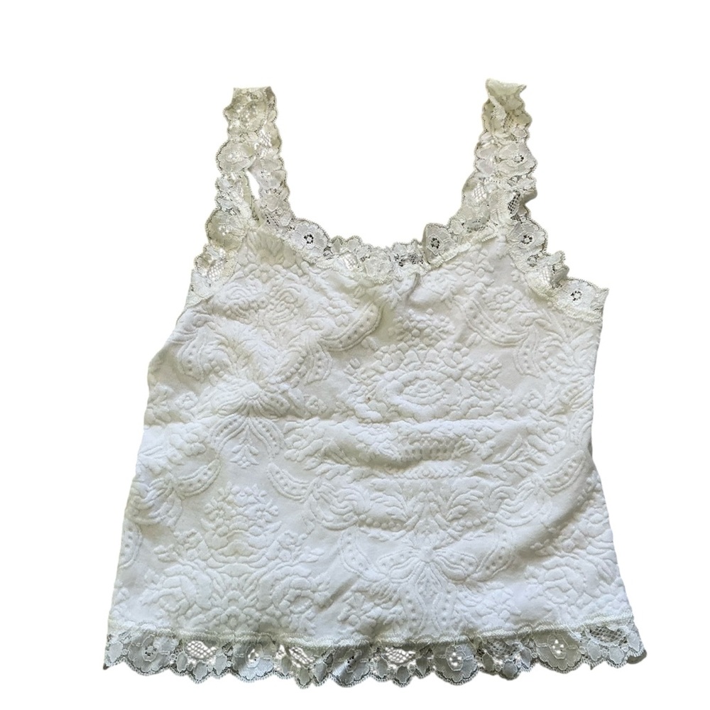 Vintage Y2K Arianne white crop embossed rank top stretch bodice camisole size S